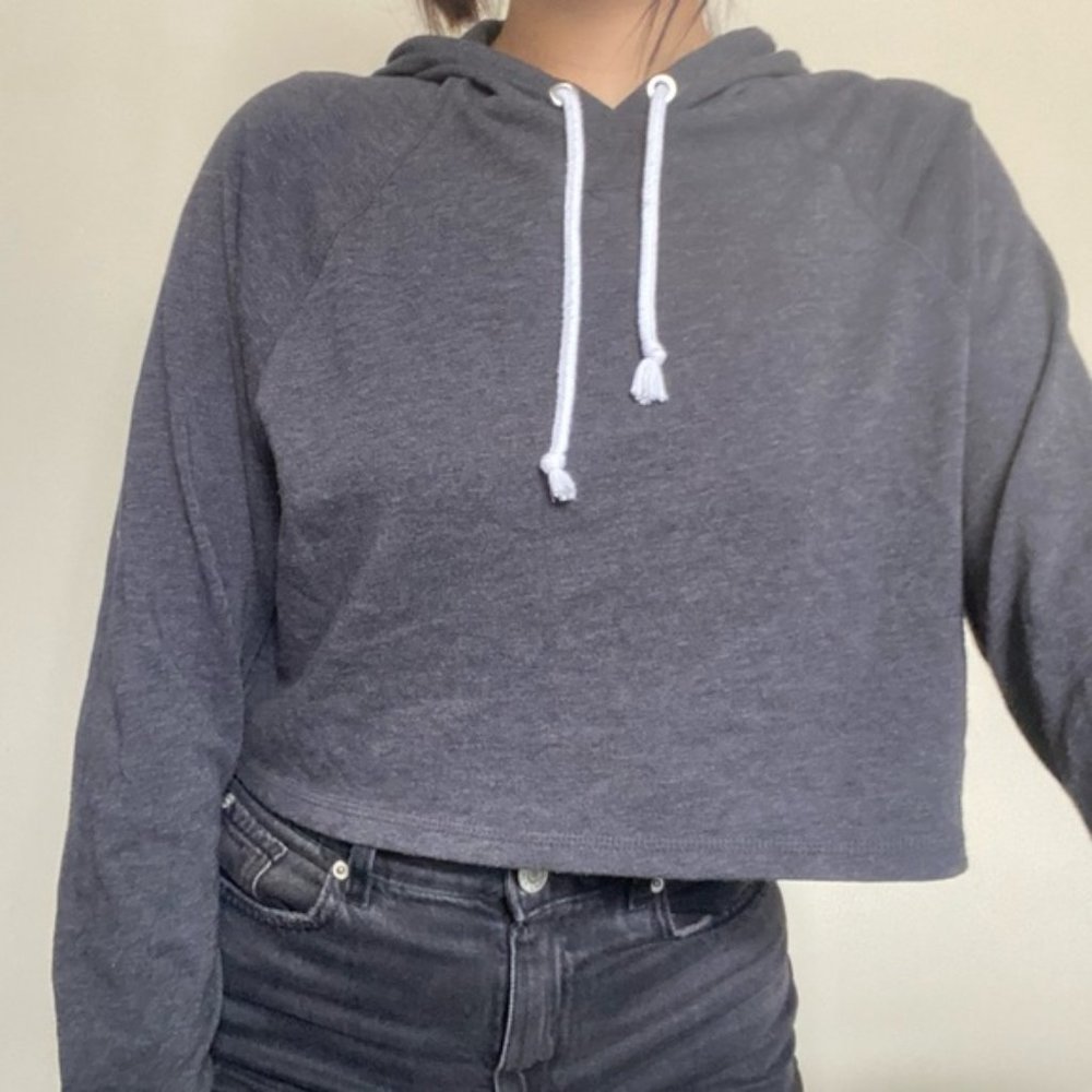 H&M Gray Crop Basic Hoodie